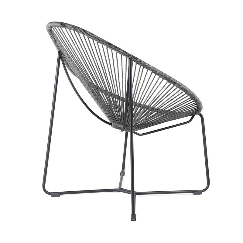 Acapulco Indoor Outdoor Steel Papasan Lounge Chair - Black