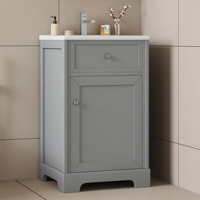 20" Bathroom Vanity with Sink, Bathroom Cabinet with Soft Closing Door, Storage Rack and Adjustable Shelve