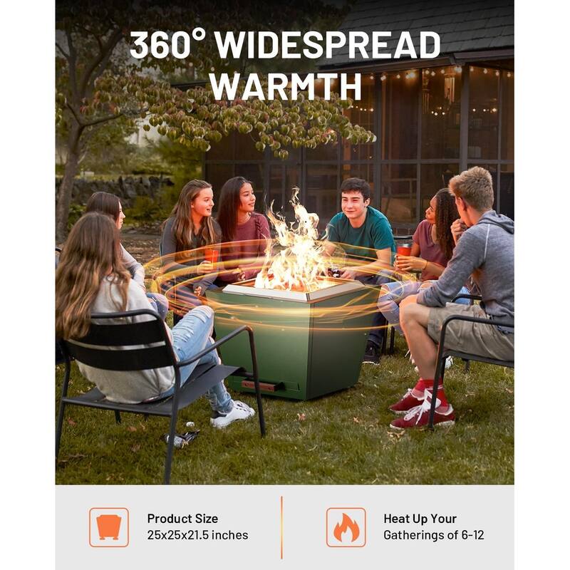 Cyberpit One Pro 25 inch Smokeless Fire Pit, w/Pull-Out Ash Pan, Portable Outdoor Firepits