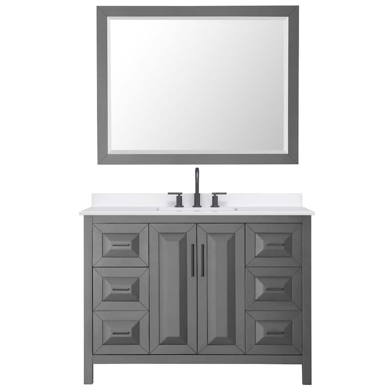 Daria 48-inch Single Vanity, 3 Hole Quartz Top, 46-inch Mirror