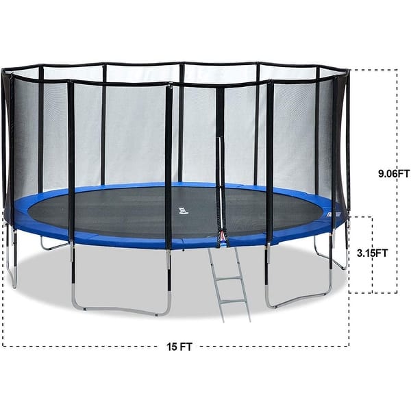 dimension image slide 1 of 2, Exacme 400LB Weight Limit 15FT Big Trampoline Outdoor with Enclosure Ladder for Kids