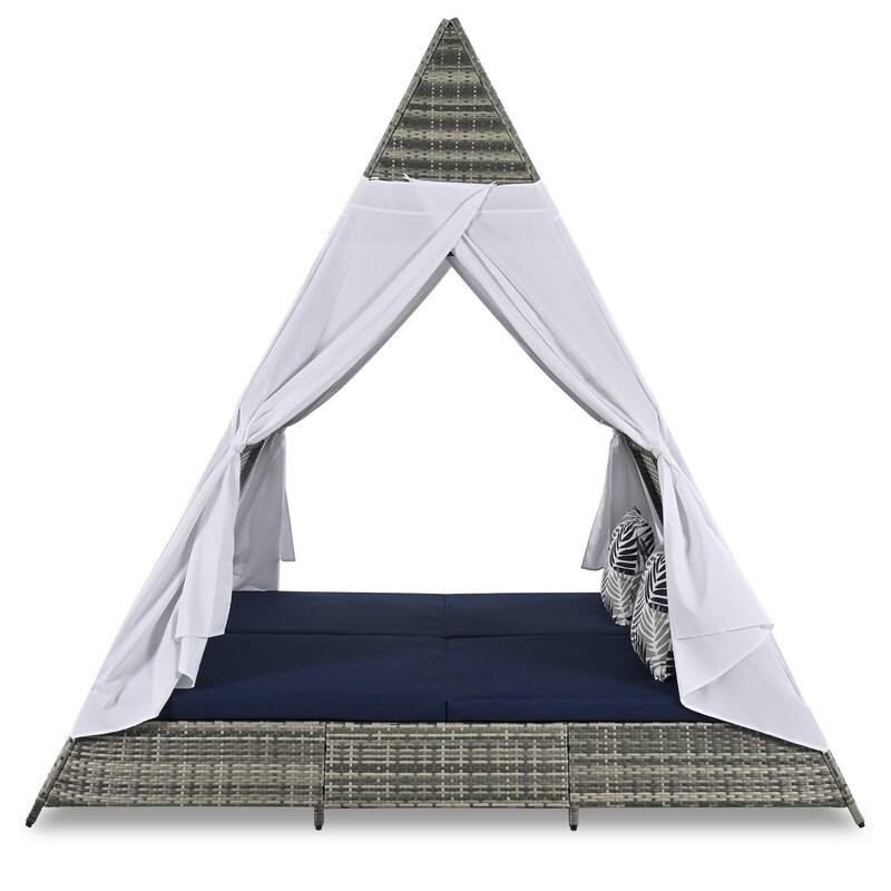 90" Wicker Outdoor Sunbed Patio Daybed with Cushions for Relaxation and Leisure