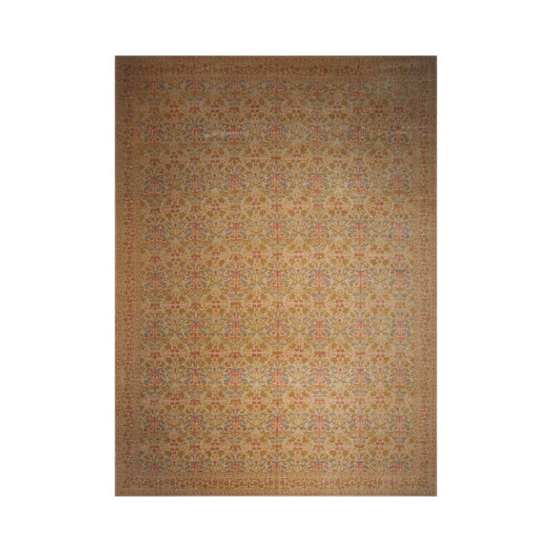 Hand Knotted Beige, Blue 100% Wool Transitional Oriental Area Rug - 14' 6'' x 19' 10''