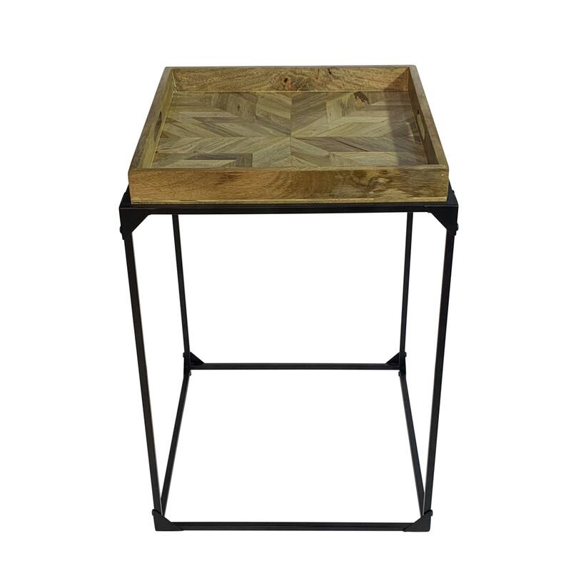 Metal Rectangular Tray Table - 28.5" - Black and Brown