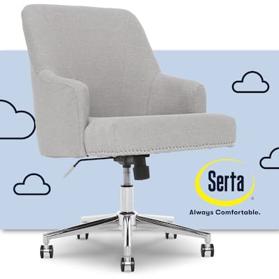 Serta Leighton Home Office Chair with Memory Foam, Chrome-Finished Stainless-Steel Base, Twill Fabric