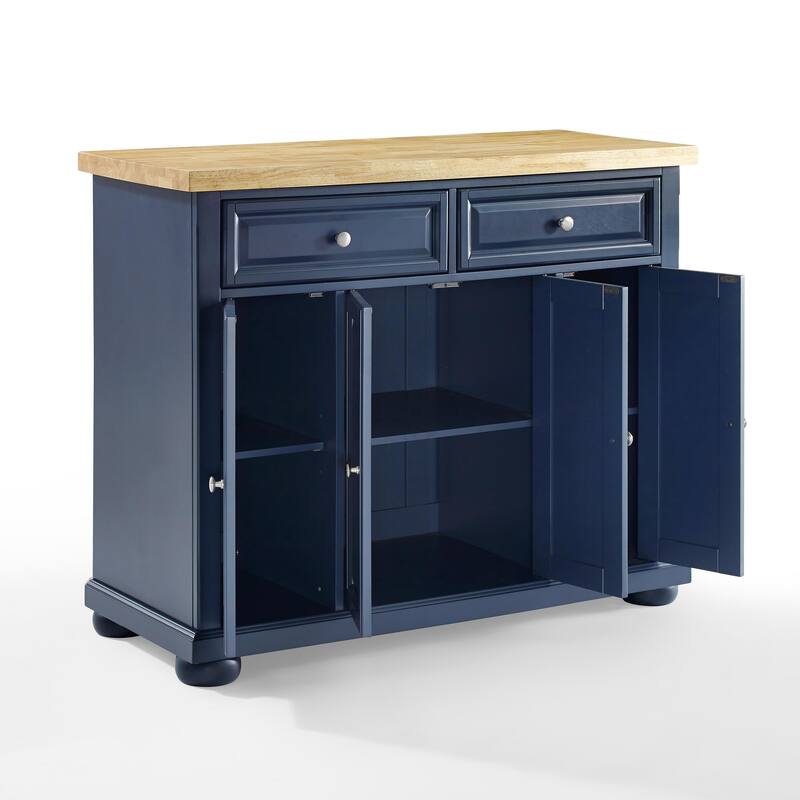 Kitchen Island Cart with Storage - 75 Inch Kitchen Island with Drawers & Cabinets - Mobile Kitchen Island Navy Blue