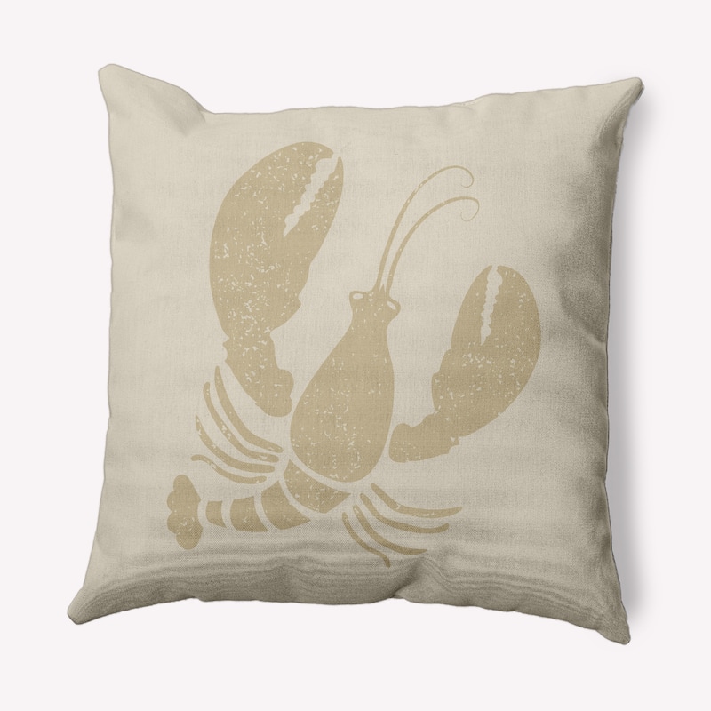 Lobster Nautical Indoor/Outdoor Throw Pillow - Taupe - 20" x 20"