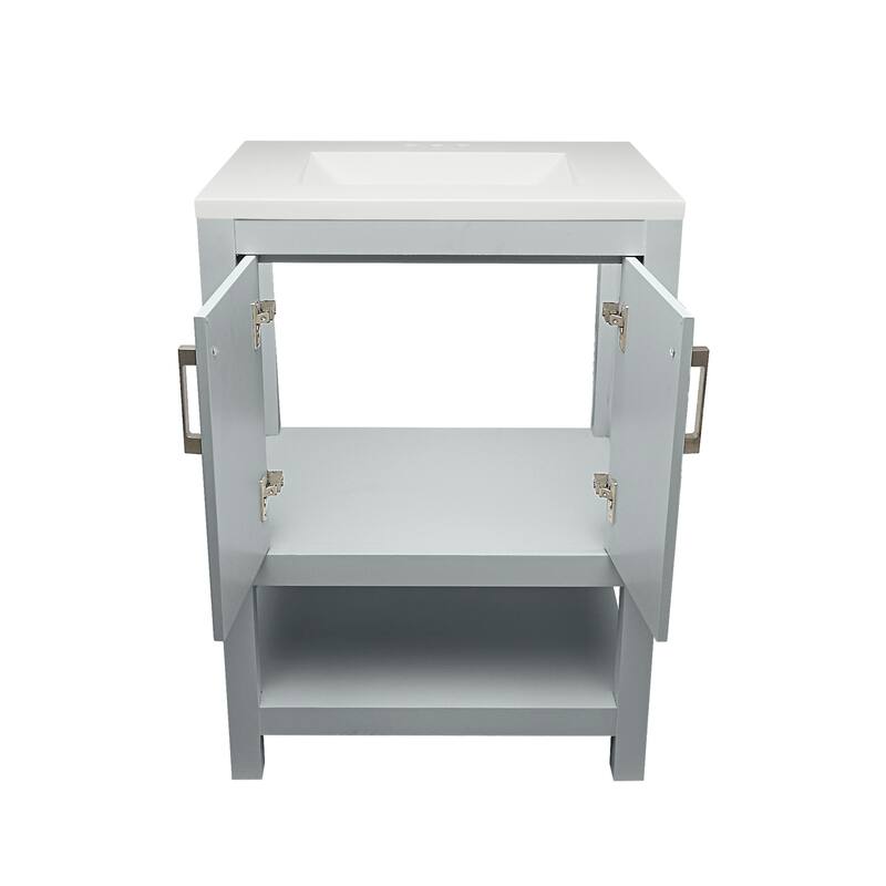 Taos 25" Bathroom Vanity with Cultured Marble Vanity Top Sink in White with White Basin