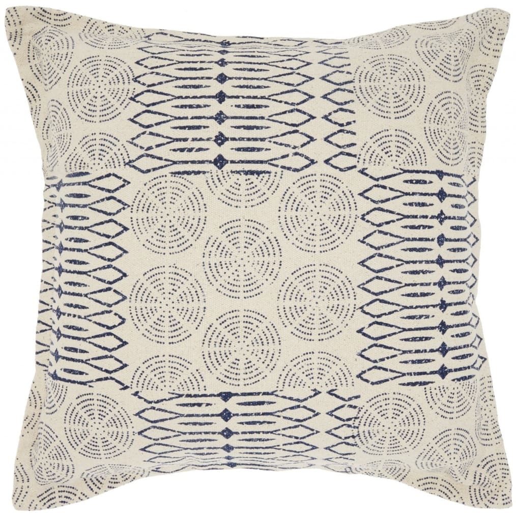 HomeRoots Indigo And Ivory Geometric Throw Pillow