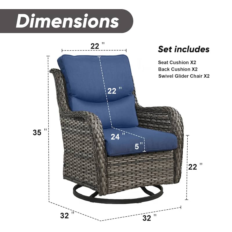 779657388297 Outdoor Swivel Glider Chairs with 4Inch 5Inch 6Inch Cushion