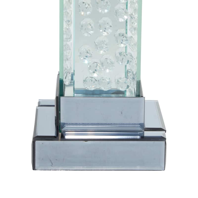 Glass Pillar Candle Holder with Floating Crystals
