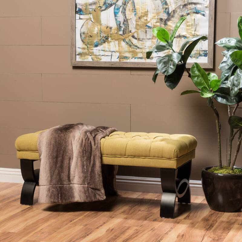 Gorgeous Dining Bench Indoor Bench with Semi-Circular Wood Legs, Window Stool Decorative Stool with Button Tufting