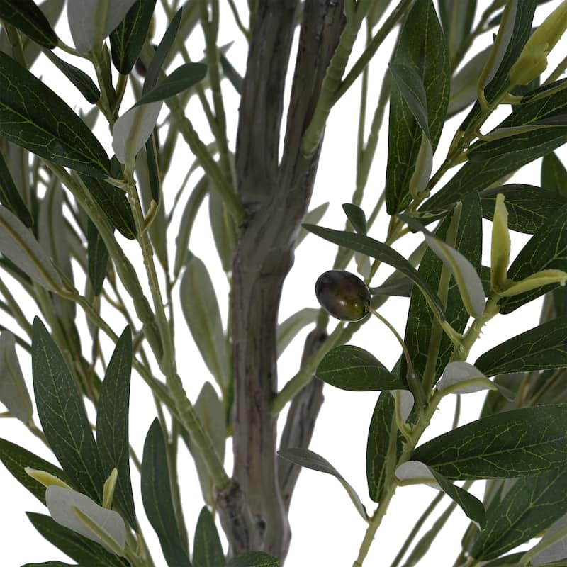 66" Artificial Olive Tree with Black Plastic Pot, 31" W x 31" D x 66" H