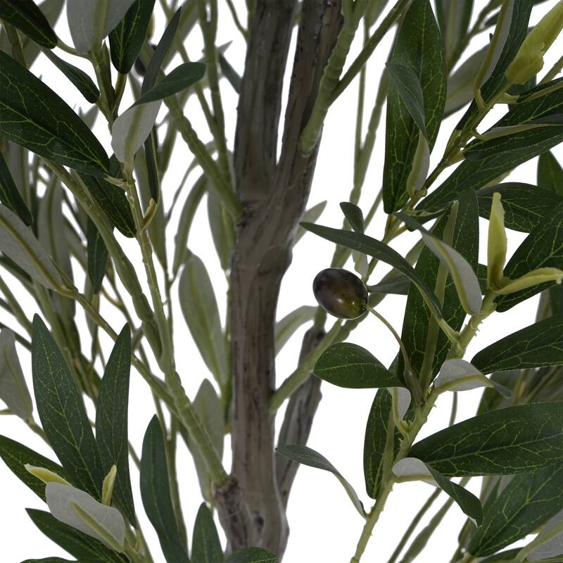 Roomfitters 66'' Artificial Olive Tree, Tall Faux Indoor Plant with Black Plastic Pot for Home Decor, Green