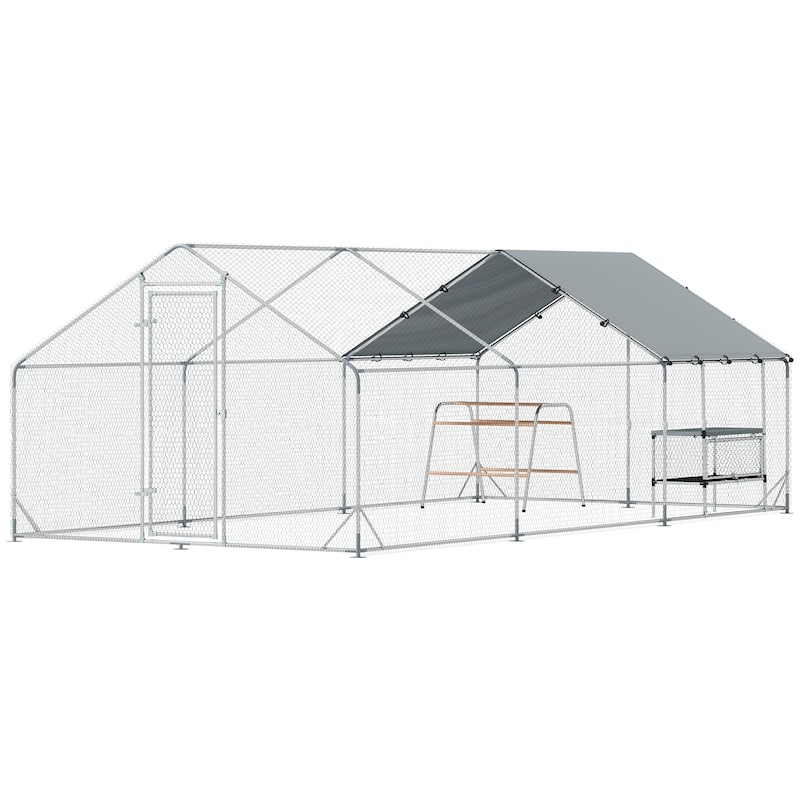 194 sq.ft Chicken Coop with Waterproof 420D Oxford Cover and Galvanized Frame Perches