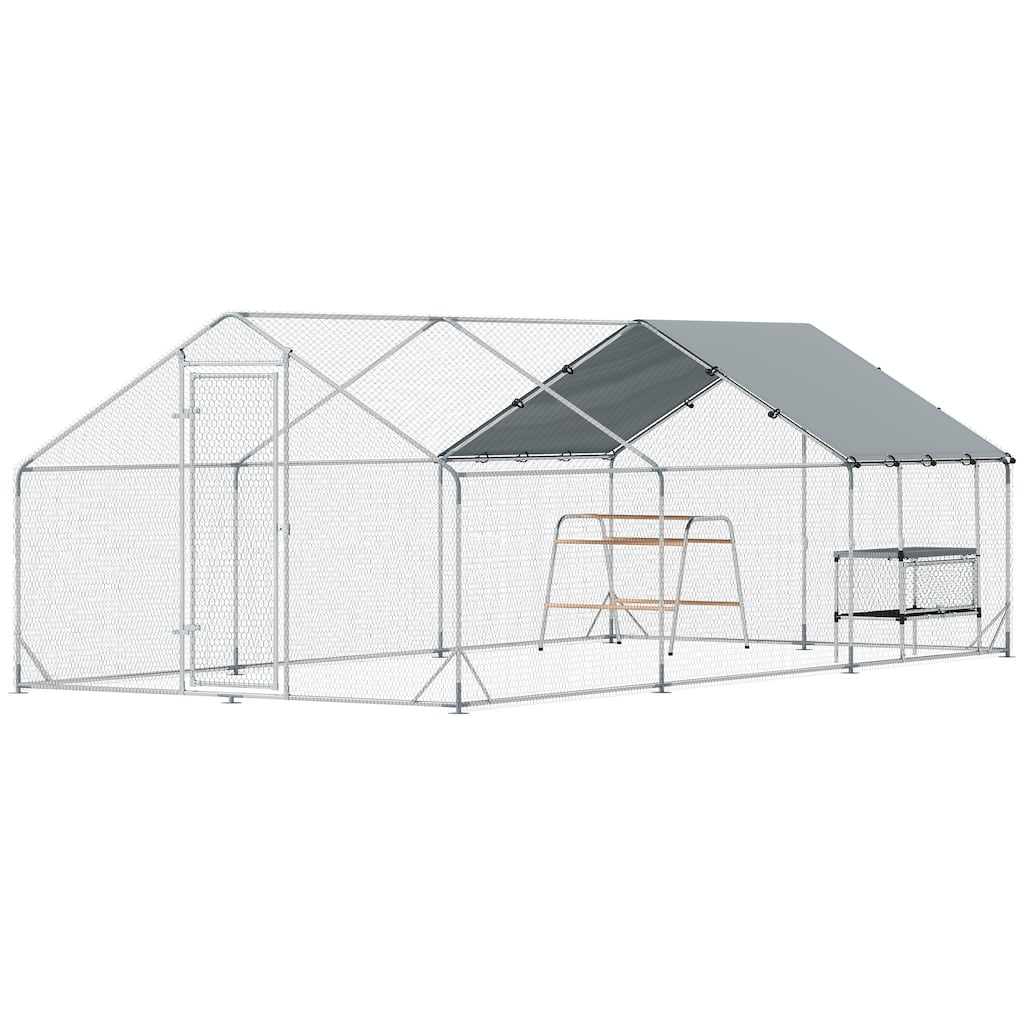 194 sq.ft Chicken Coop with Waterproof 420D Oxford Cover and Galvanized Frame Perches
