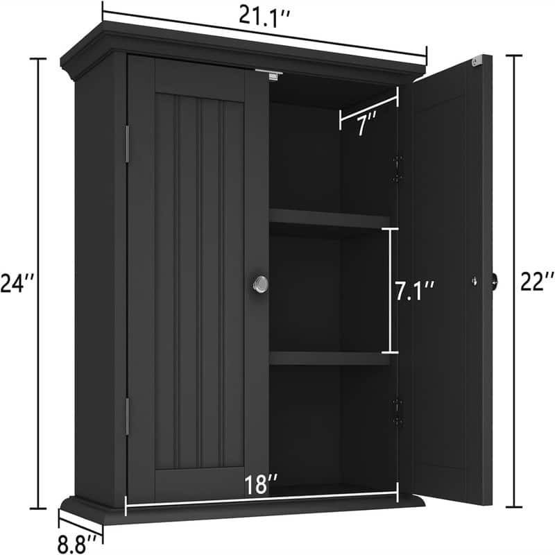 Bathroom Wall Cabinet - 8"D x 21.1"W x 24"H
