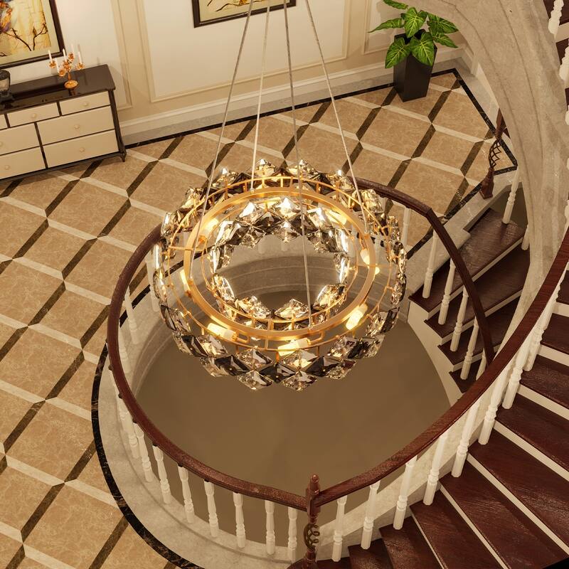 Crystal Convertible Chandelier Light with 3 Colors