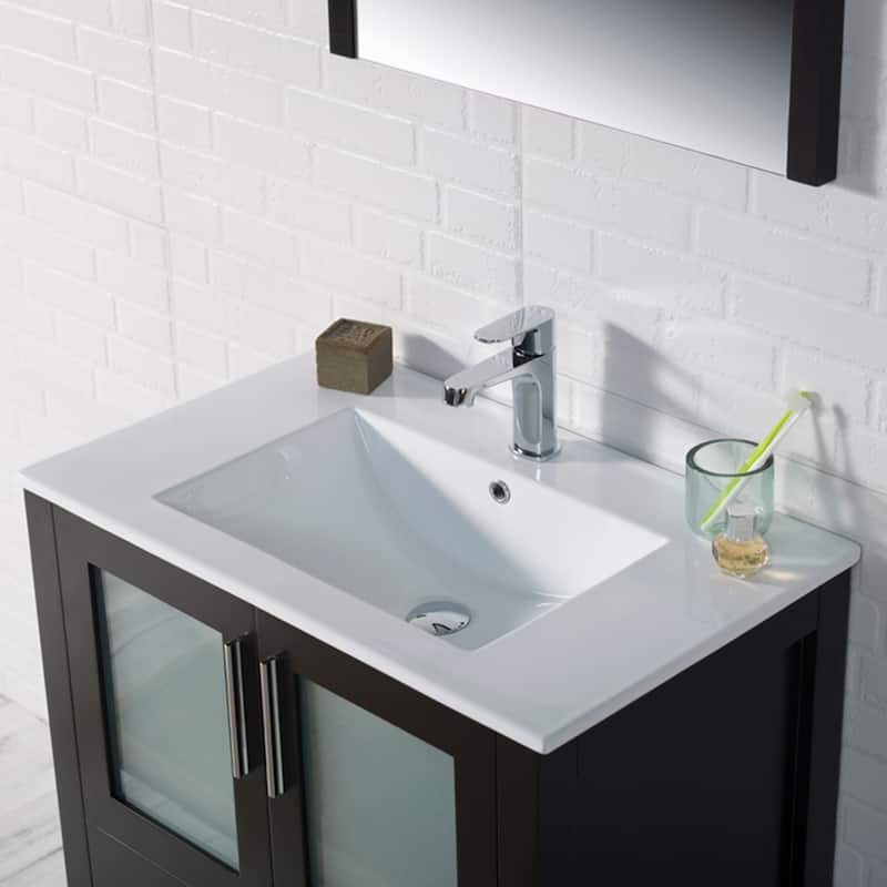 Blossom Solid Wood Double Bathroom Vanity w/ Ceramic Sink & Base