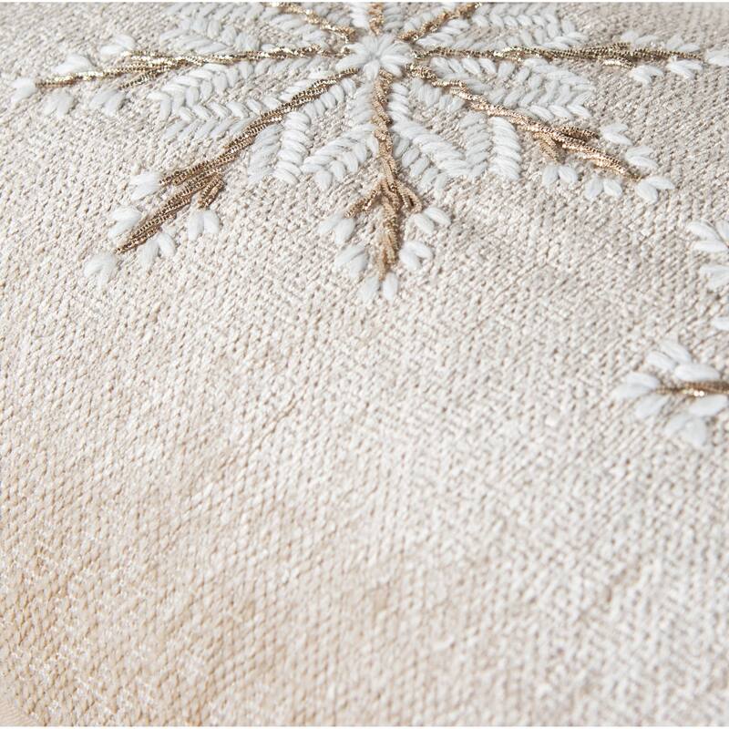 Rizzy Home Embroidered Snowflake Holiday Throw Pillow