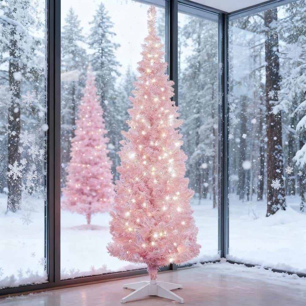 Pink 6FT Pencil Christmas Tree