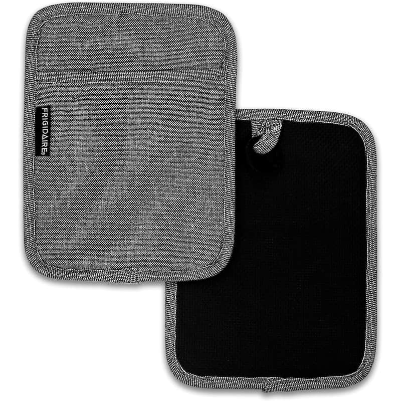 2 Pack - Black Heat Resistant Thick Soft Quilted Lining Kitchen Oven Pot Holders With Neoprene and Cotton Non-slip - Black - Black