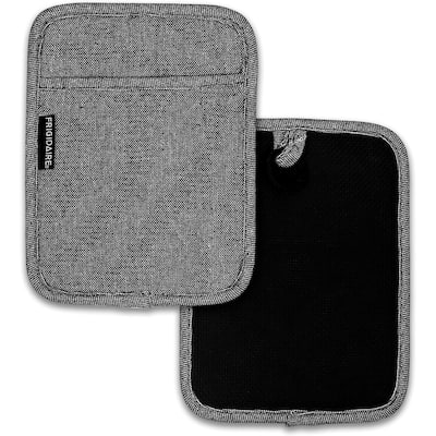 2 Pack - Black Heat Resistant Thick Soft Quilted Lining Kitchen Oven Pot Holders With Neoprene and Cotton Non-slip
