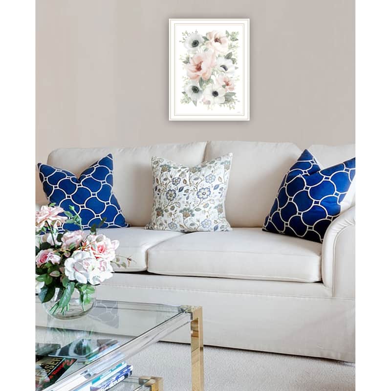 TrendyDecor4U Contemporary "Peony Floral Block" Framed Print Wall Art