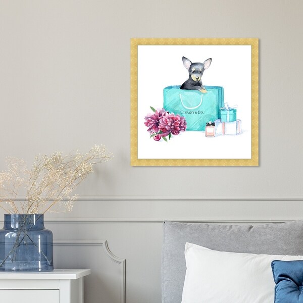 Oliver Gal 'acqua chic chihuahua' Animals Wall Art Framed Print