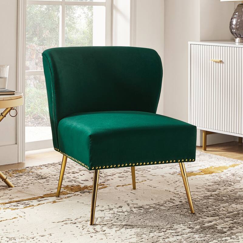 Celtia Modern Velvet Accent Side Chair with Nailhead Trim by HULALA HOME