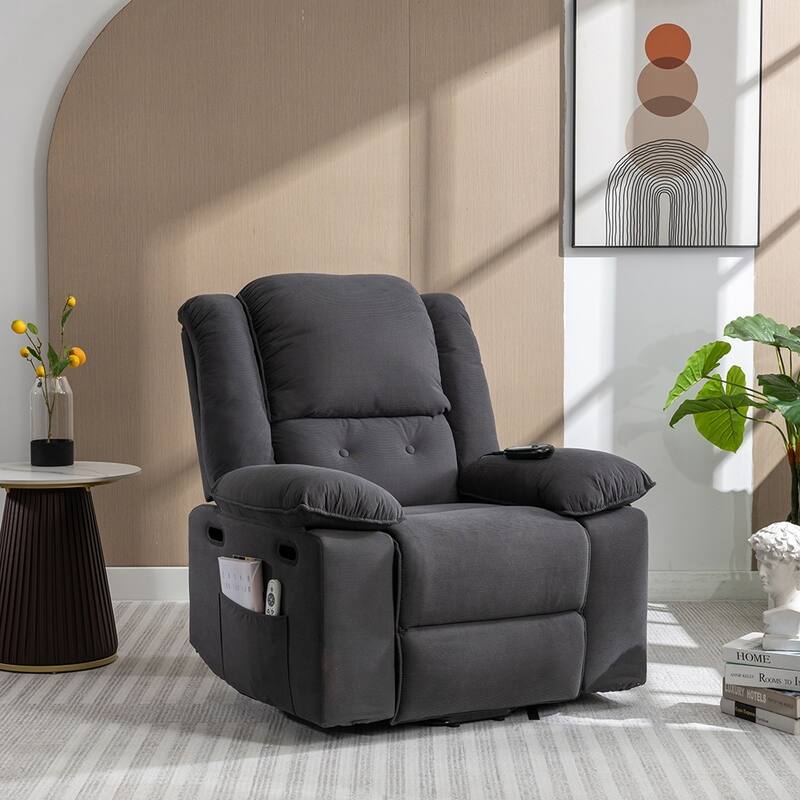 Power Lift Massage Recliner with Heat, Vibration Massage and Storage - Grey