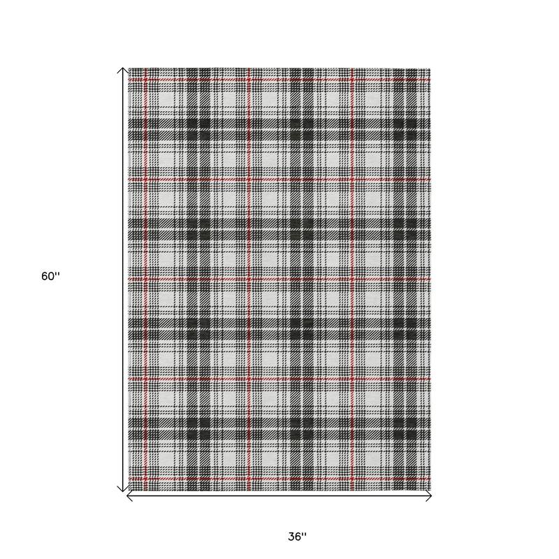 HomeRoots Plaid Transitional Rectangle Outdoor Rug