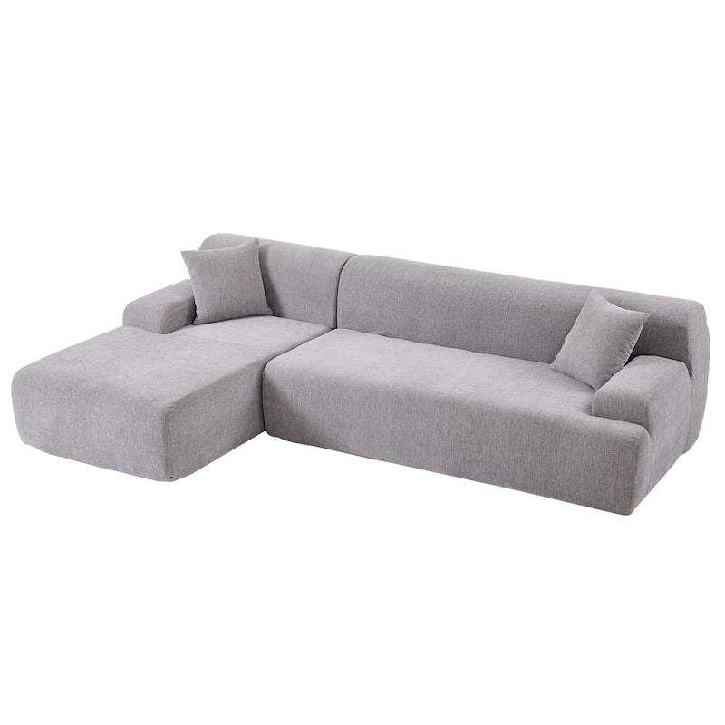 111" Polyester L-Shape Modular Sectional Sofa with High-Density Foam, 27" Deep Seat and Anti-Wrinkle Chenille Fabric