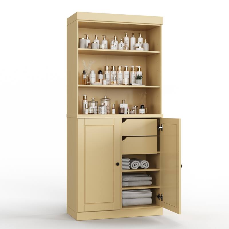 100% Solid Wood 32" Bathroom Cabinet with Optional Doors, 2-Drawers by Palace Imports