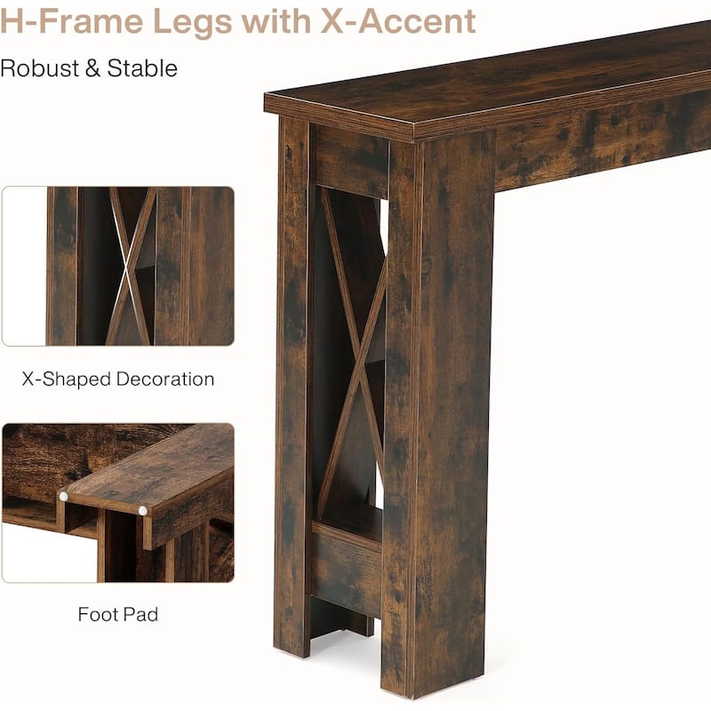 70.9" Extra Long Console Table, Farmhouse Narrow Long Entryway Table with H-Shaped Legs