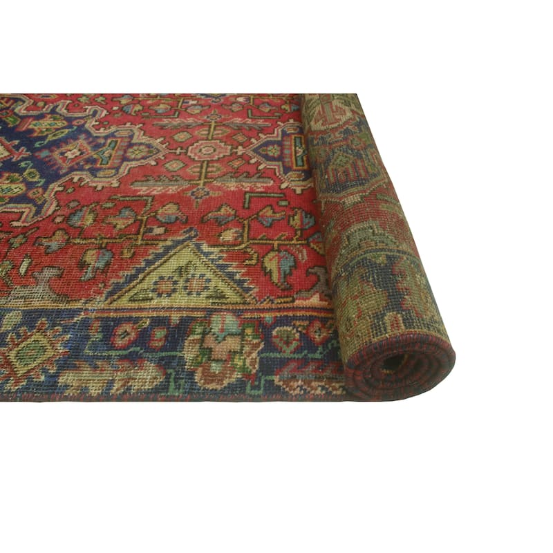 Fine Vintage Distressed Lauren Red/Navy Runner - 3'0" x 7'4"