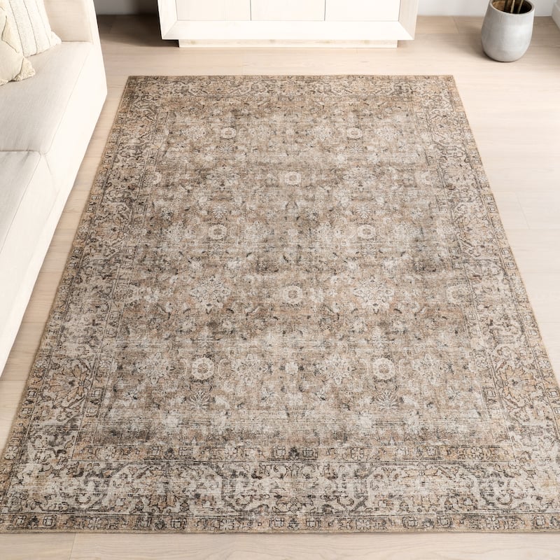 Nuloom Hillstone Collection Traditional Vintage Medallion Area Rug - 7' 10" x 10' - Elinda Dark Beige - Rectangle