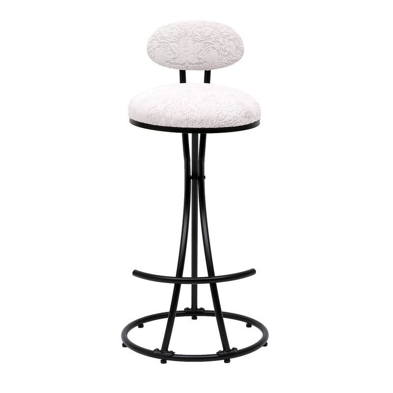 Set of 2 Round Bar Stools with Floral Print Seats - Sturdy Metal Frame for Kitchen & Dining
