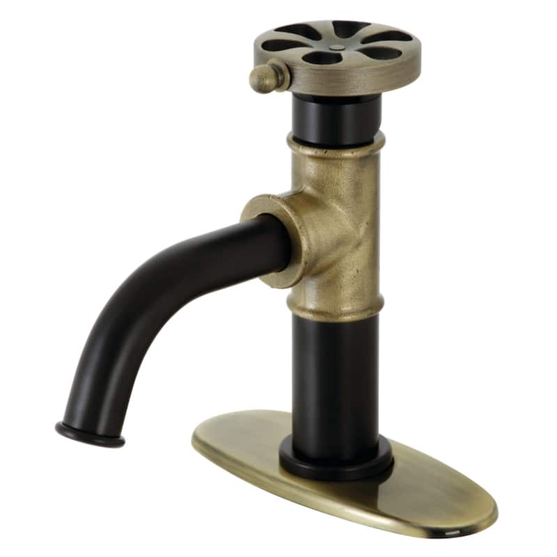 Kingston Brass Belknap 1.2 GPM Deck Mounted Single Hole Bathroom - Matte Black / Antique Brass