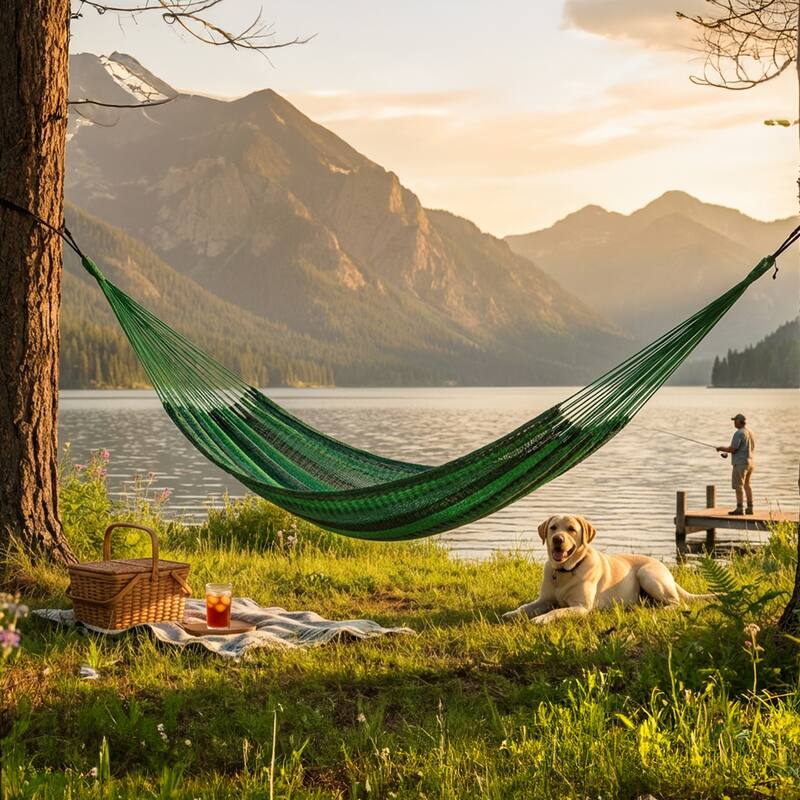 Mayan Family Hammock XXL Blue Handwoven Thick Cord - 880-lb. Capacity