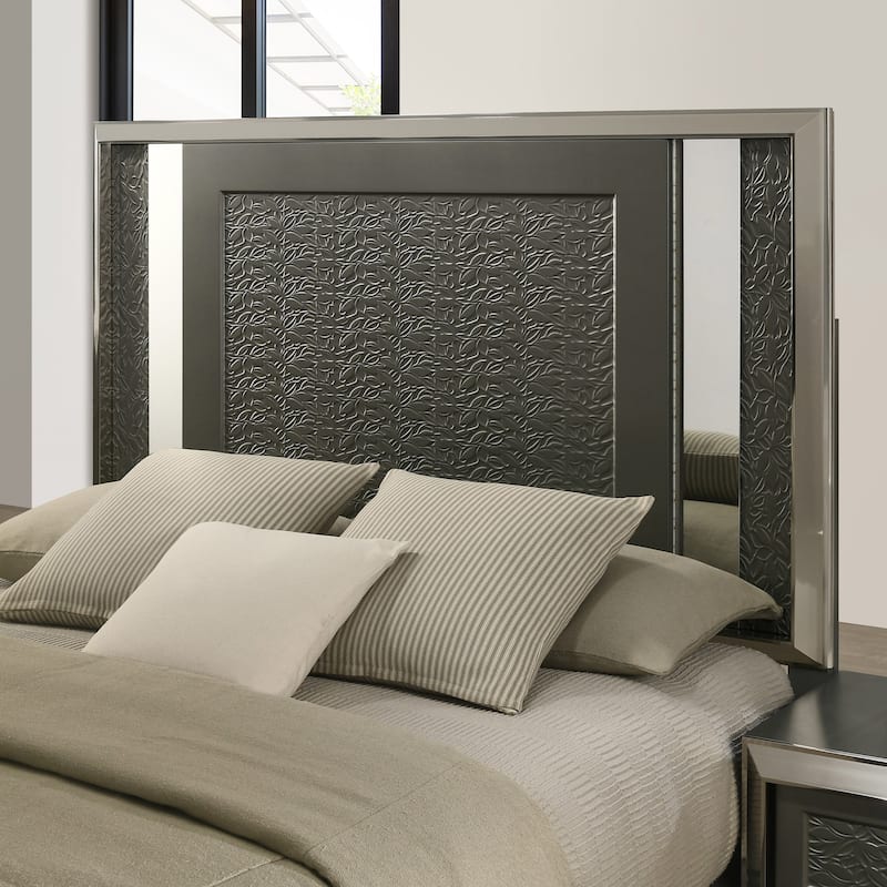 Furniture of America Iralles Modern 6-Piece Dark Grey Wood King Platform Bedroom Set with LED Light