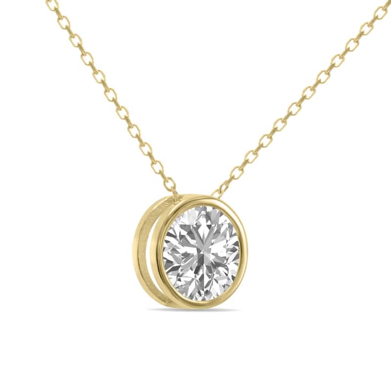 Marquee Certified 1.50 Carat Lab Grown Diamond Bezel Pendant in 14K Yellow Gold