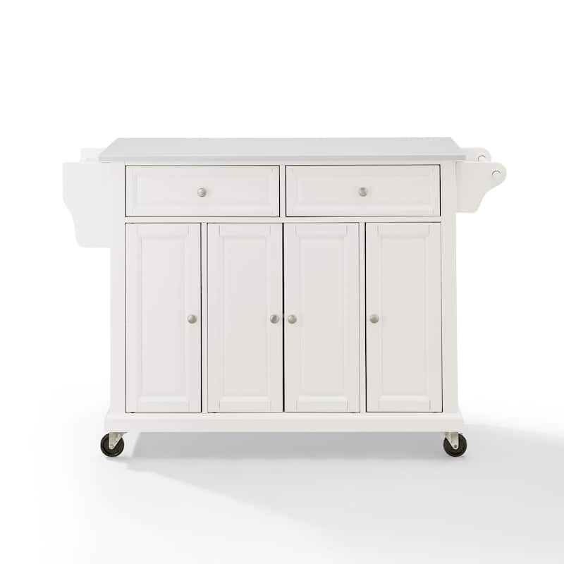 Kitchen Cart with Granite Top - Full Size Rolling Utility Island - Modern White Kitchen Storage