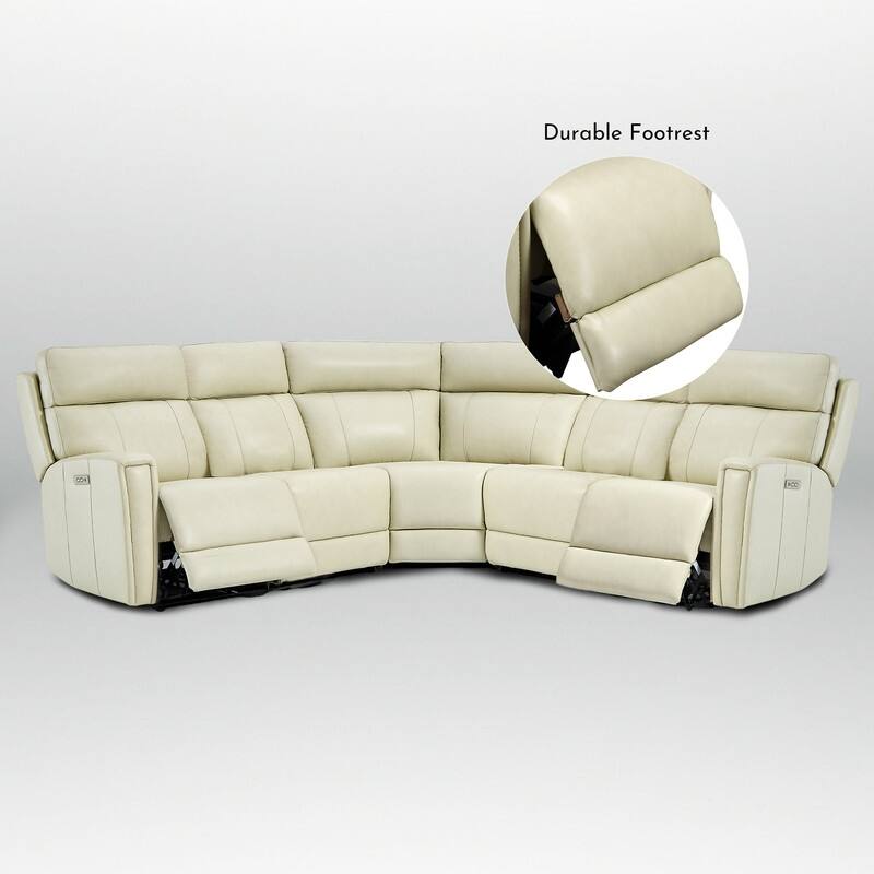 104" W 3-Color Genuine Leather Power Reclining sectional sofa With Zero Gravity, USB&USB-C Ports, 2 Stationary Armlesschairs