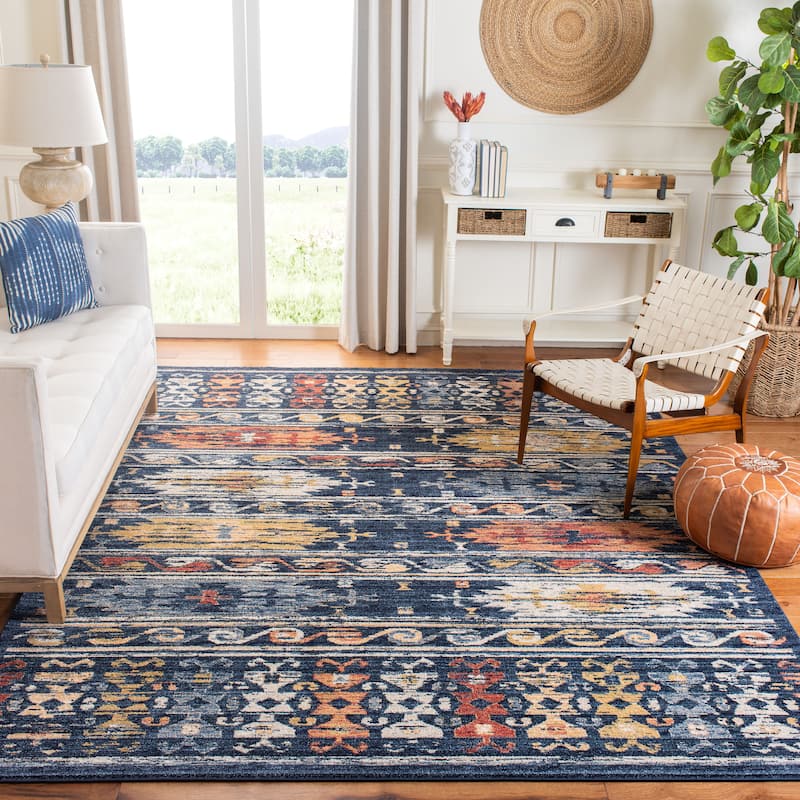 SAFAVIEH Charleston Vintage Leidy Bohemian Rug - 9' x 12' - Navy/Ivory