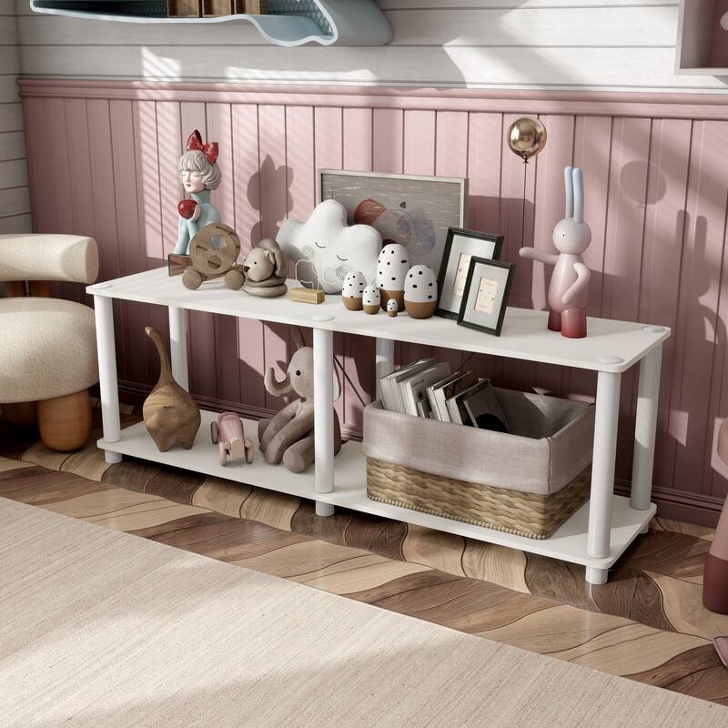 DH BASIC Modern Wood Shelving Unit with storage - Tier Shelves, Cube Ladder Shelf by Denhour