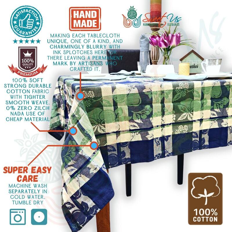 Plaid Jacquard Cotton Delicate Floral Tablecloth Collection