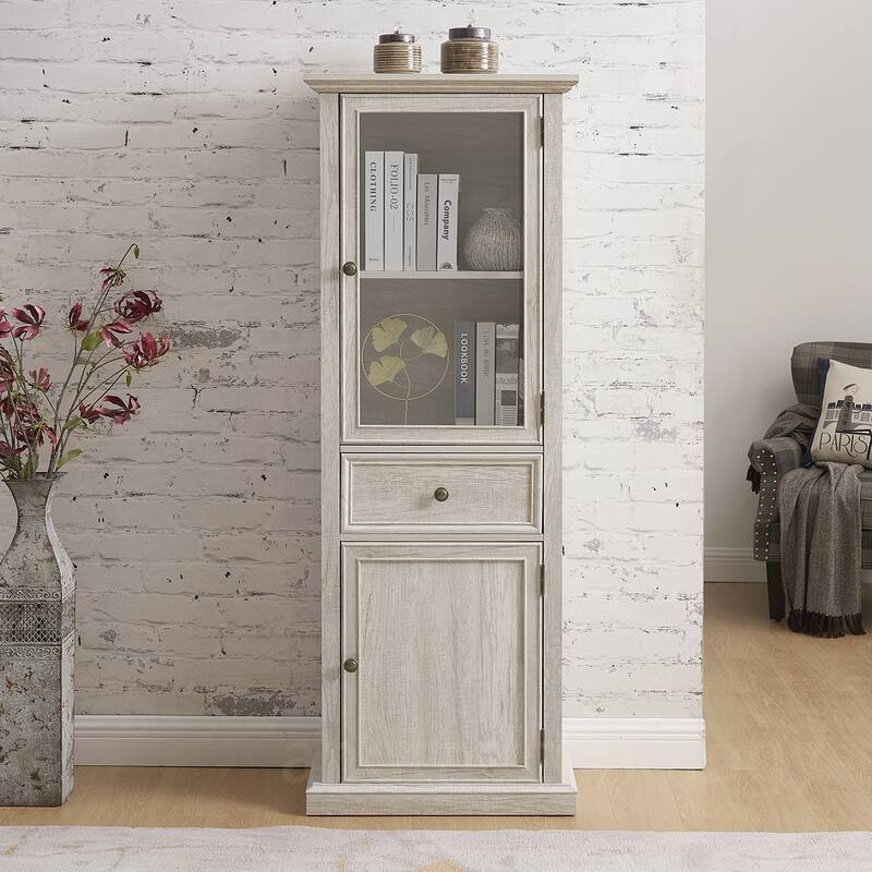 Tall Freestand Cabinet With Glass Door