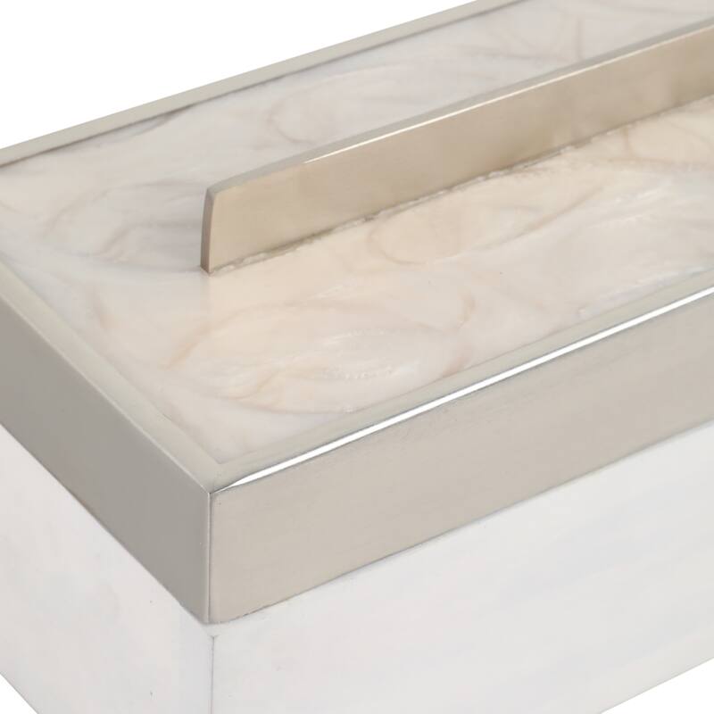 Decorative Wood and Resin Boxes with Removable Lid - 14", White - 14.25"
