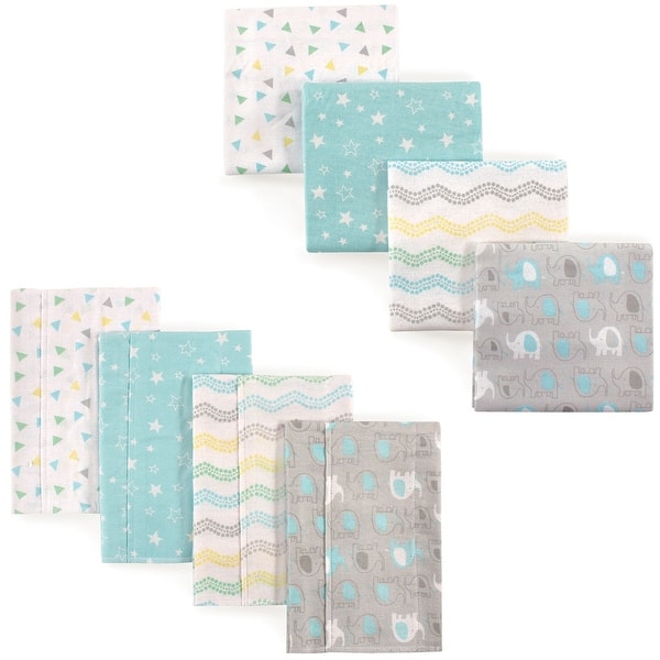 slide 1 of 1, Luvable Friends Unisex Baby Cotton Flannel Burp Cloths and Receiving Blankets, 8-Piece, Basic Elephant, One Size One Size - Basic Elephant